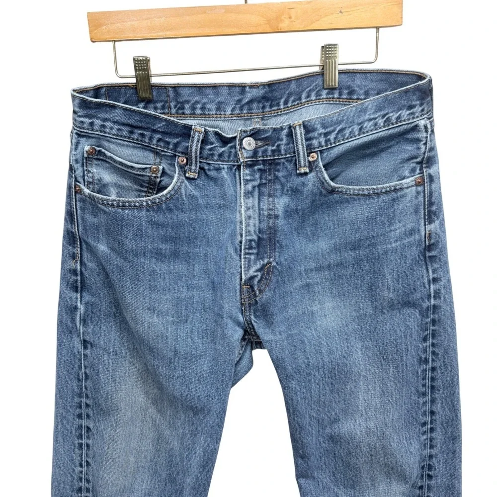 Levis 505 Regular Fit‎ Straight Leg Blue Denim Jeans Mens 33x36 Medium Wash